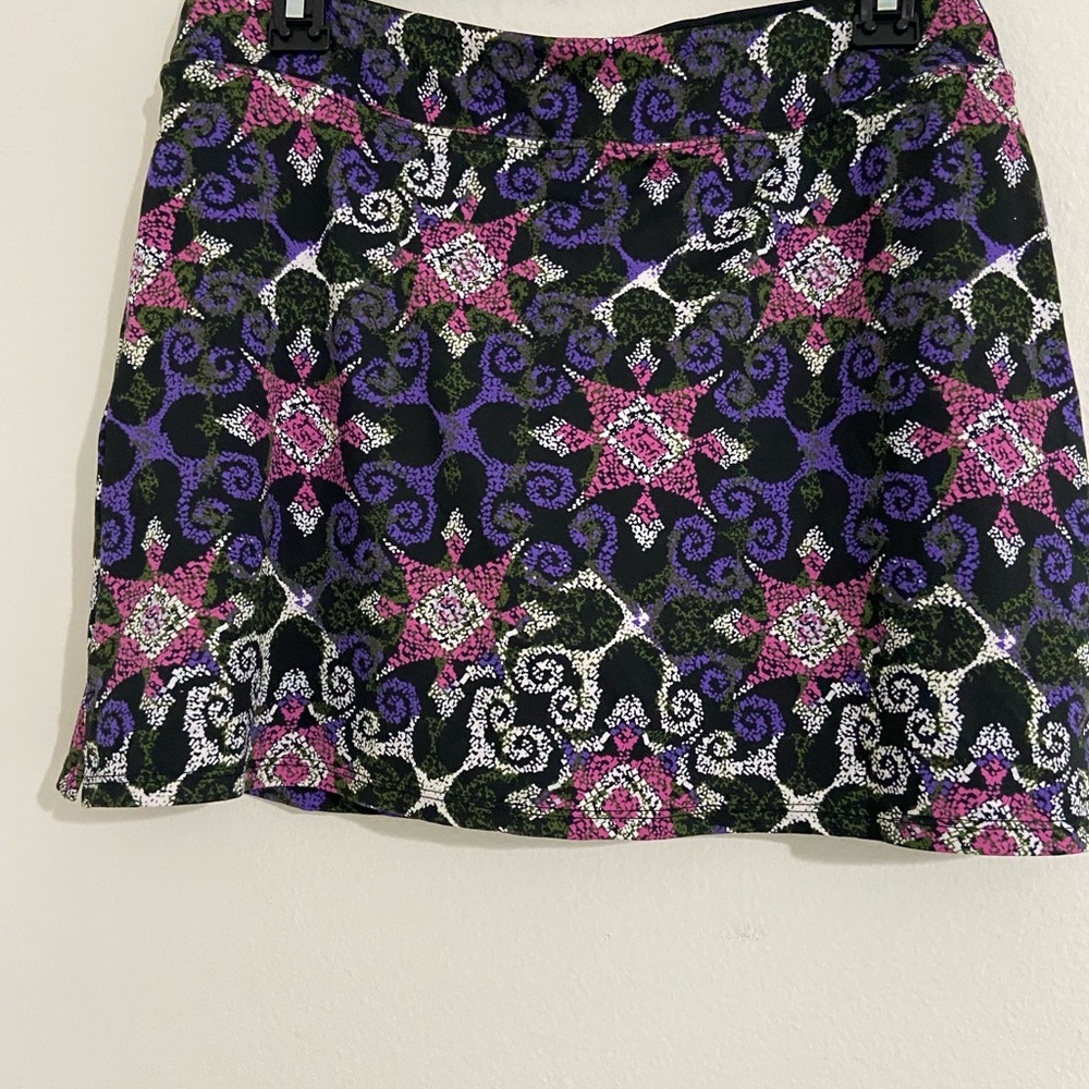 Tranquility Women’s Patterned Mini Skirt in Black, Purple & Pink - Picture 2 of 5